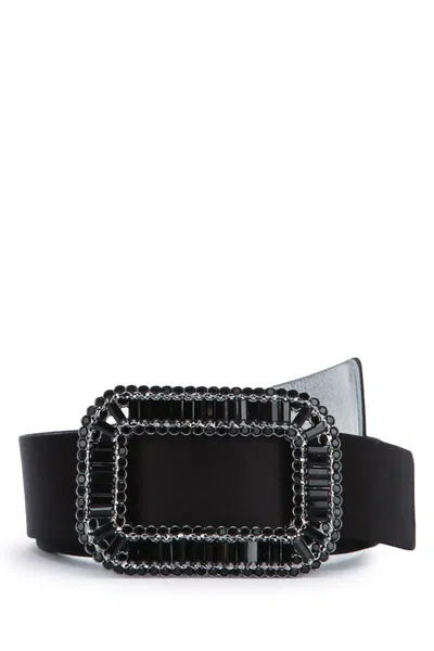 Roger Vivier Pilgrim Belt In Satin In Black