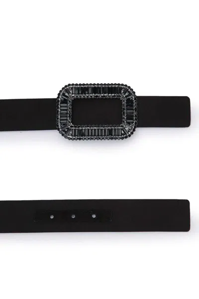 Roger Vivier Pilgrim Belt In Satin In Black