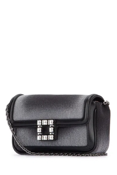 Roger Vivier Viv Jeu De Fille Denim Bag In Black