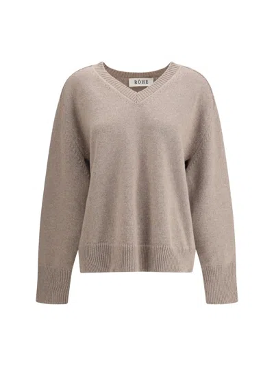 Rohe V-neck Wool Jumper In Neutral