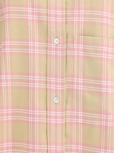 Rohe Check Flannel Overshirt Pink Beige Check In Neutral