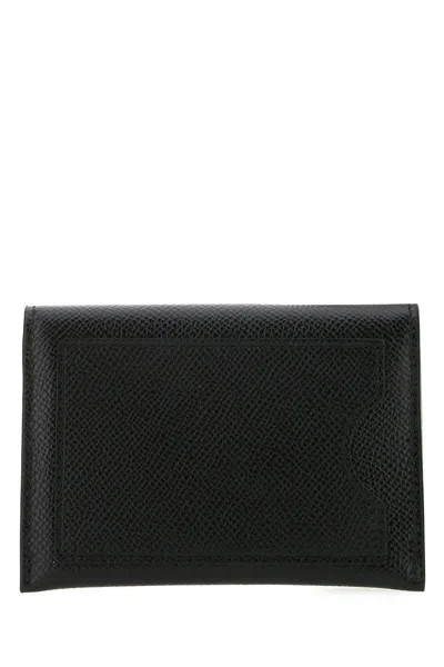Ferragamo Black Leather Card Holder In Black