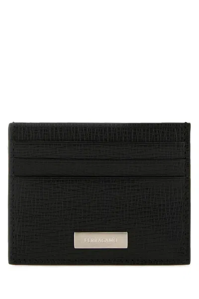 Ferragamo Salvatore  Black Leather Card Holder In Black