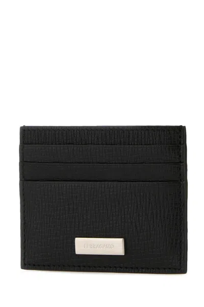 Ferragamo Salvatore  Black Leather Card Holder In Black