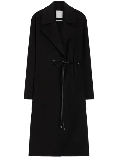 Sportmax Belted Double-breasted Coat In Black