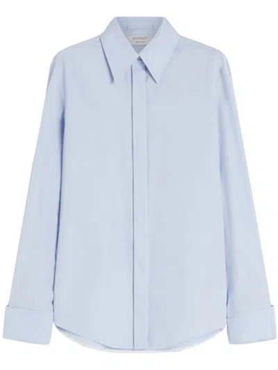 Sportmax Clean Line Tailored Collar Cotton Top In Blue