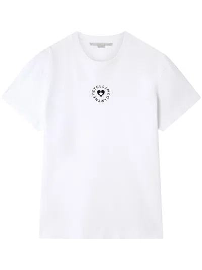 Stella Mccartney Cotton T-shirt With Front Logo Print In White