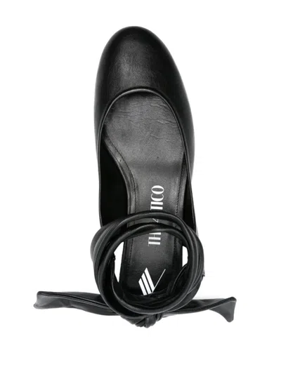 Attico Wrap Ankle Flat Sole Open Back Round Toe In Black