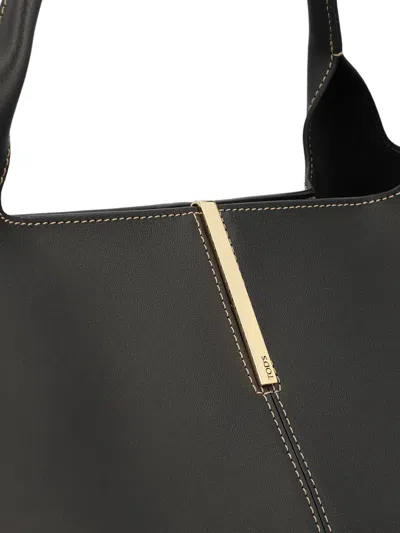Tod's Black Leather Medium Tote Bag In Black