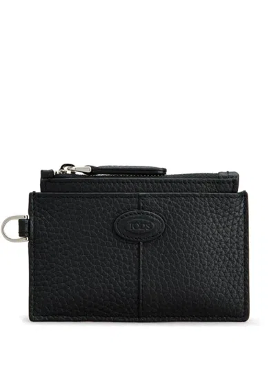 Tod's Strap Wallet With Metal Hardware And Textured Finish In Black