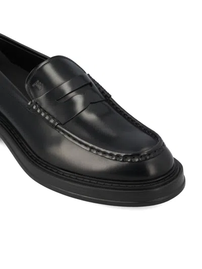 Tod's Smooth Leather Loafers In Black