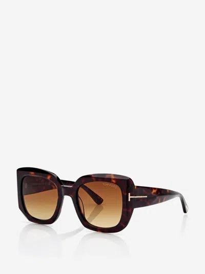 Tom Ford Carla Square Sunglasses In Brown