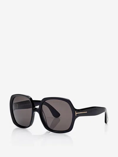 Tom Ford Saffron Round Sunglasses In Black