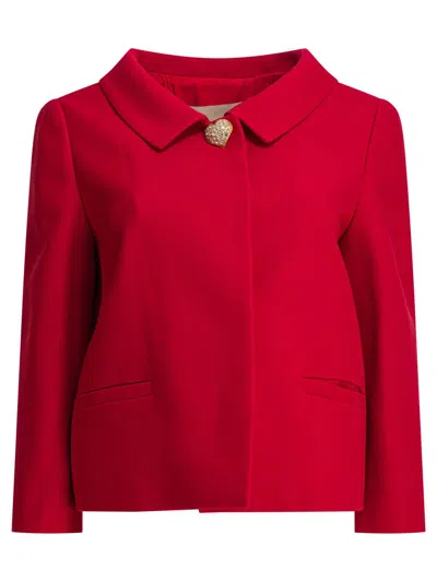 Valentino Womens Paris Heart-button Relaxed-fit Wool And Silk Jacket In Red