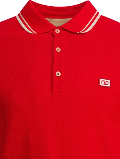 Valentino Vlogo Signature Cotton Polo Shirt In Red