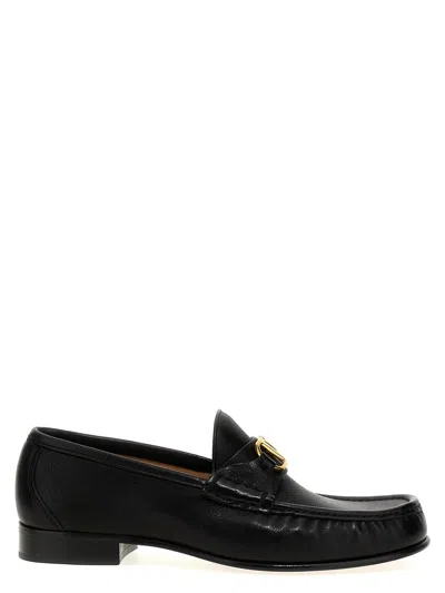 Valentino Garavani Vlogo Signature Leather Loafers In Black