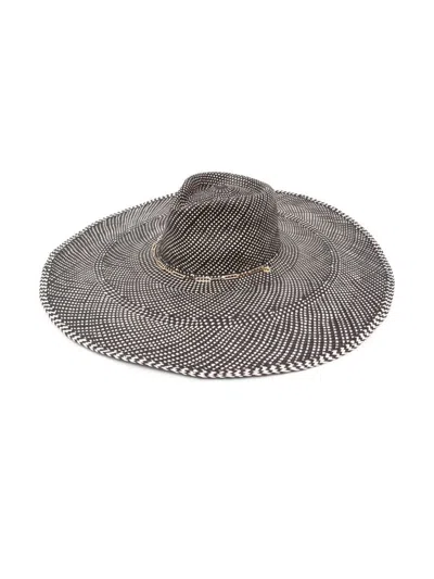 Van Palma Interwoven Design Wide Fedora Hat In Gray