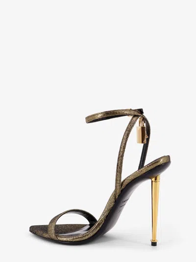 Tom Ford Women Laminated Leather Sandals With Logoed Padlock