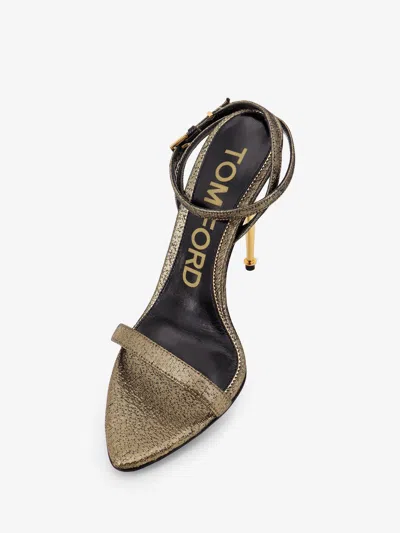 Tom Ford Women Laminated Leather Sandals With Logoed Padlock