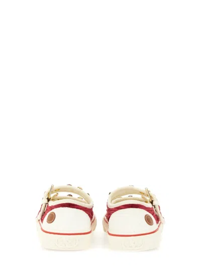 Valentino Burgundy And White Leather Sneakers