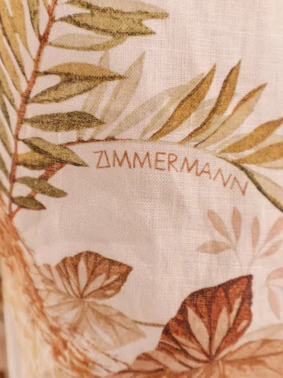 Zimmermann Womens Cream Palm Floral Ascension Plunge Linen Midi Dress In Multi