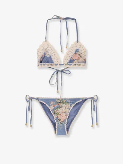 Zimmermann Women Cascadian Bikinis With Crochet Profiles In Blue
