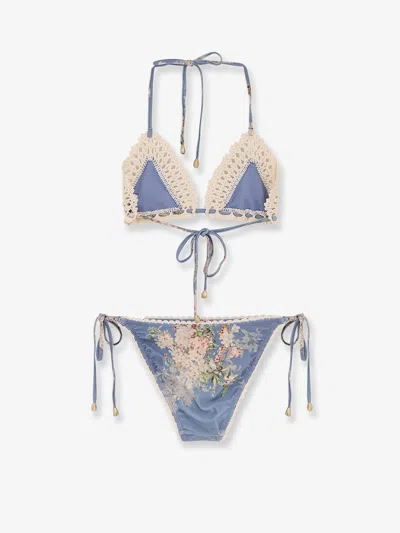 Zimmermann Women Cascadian Bikinis With Crochet Profiles In Blue