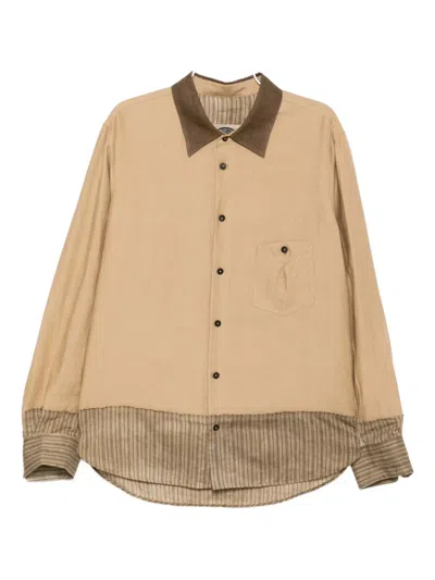 Ziggy Chen Striped Shirt In Neutral