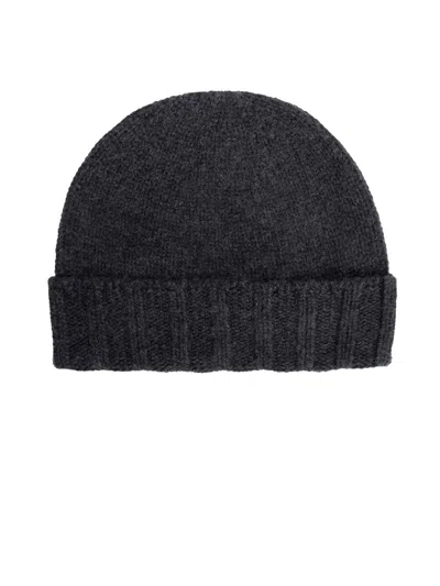 Drumohr Cuffia Rasa Cashmere Beanie In Green In Black