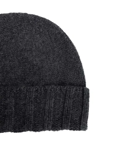 Drumohr Cuffia Rasa Cashmere Beanie In Green In Black