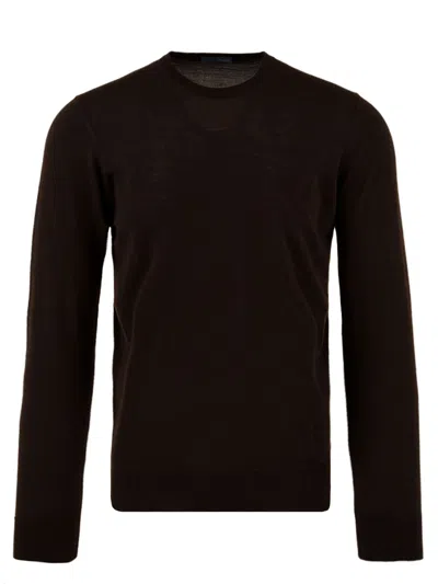 Drumohr Merino Wool Crewneck Sweater In Black