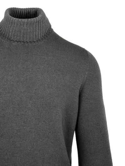 Drumohr Merino Wool Turtleneck Sweater With Ribbed Detailing And Versatile Fit In Gray