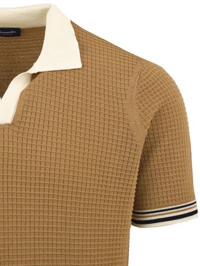 Drumohr Sweater Short Sleeve Contrast Collar In Brown