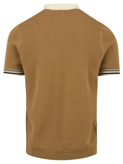 Drumohr Sweater Short Sleeve Contrast Collar In Brown