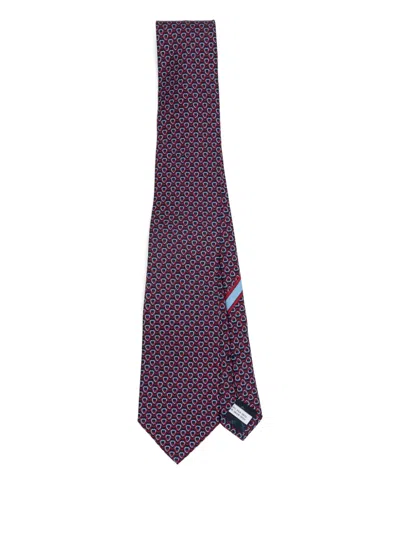 Ferragamo Hearts-print Silk Tie In Multi