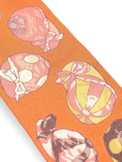 Pre-owned Hermes 10s Twilly Jockey Silk Scarf