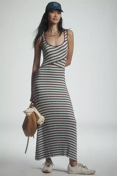 Sovere / Solene Scoop-neck Fitted Maxi Dress In Gray