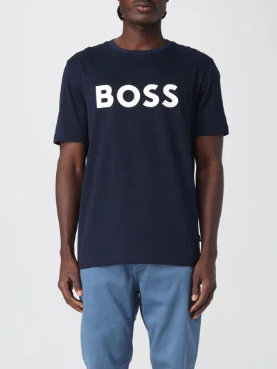 Hugo Boss Boss Sun Protection Logo T Shirt Navy In Blue