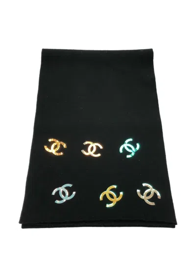 Pre-owned Chanel 10s Coco Mark Interlocking Cc Logo Scarf