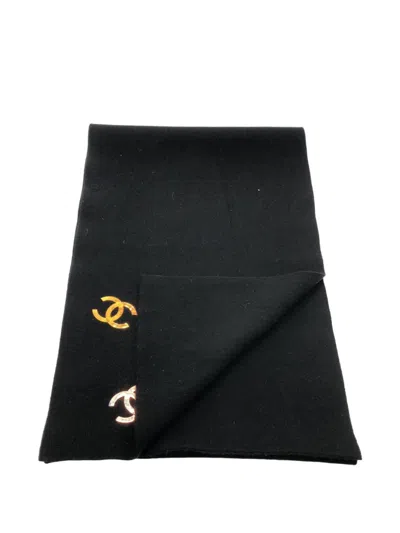 Pre-owned Chanel 10s Coco Mark Interlocking Cc Logo Scarf