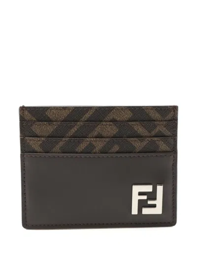 Pre-owned Fendi 2020s Ff Logo Leather Card Case