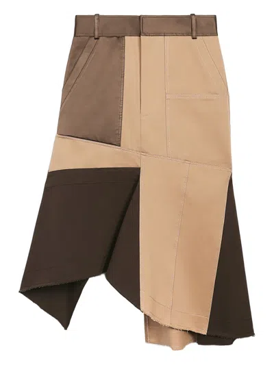 Ports 1961 Asymmetrical Patchwork Midi Skirt In Multi