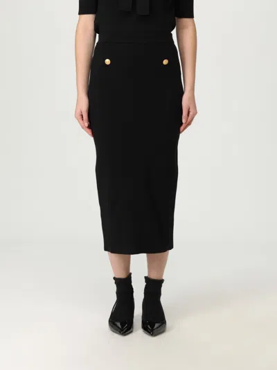 Alessandra Rich Ribbed Stretch Wool And Cashmere Midi Skirt In Black