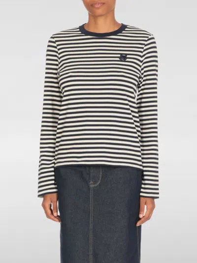 Maison Kitsuné Bold Fox Head Patch Multi Stripes Regular Ls Tee-shirt