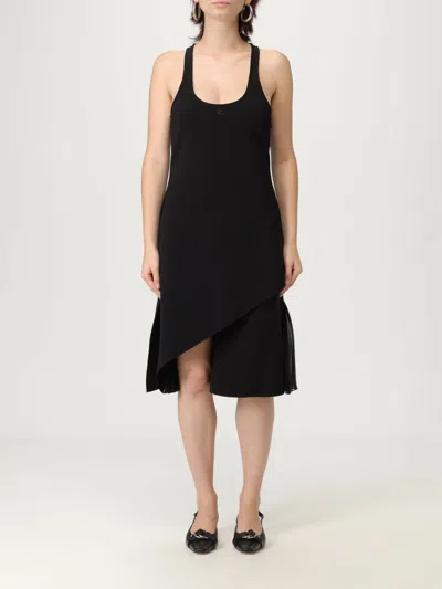 Courrèges Infinity Pleats Crepe A-line Dress In Black