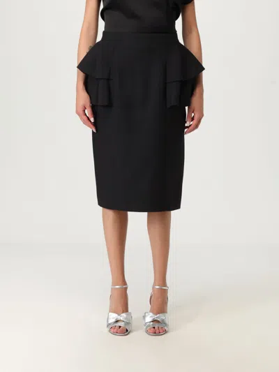 Valentino Couture Crepe High-waisted Skirt With Ruffle Detail In Black