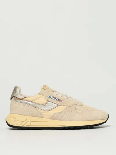 Autry Reelwind Low Sneakers In Nylon Suede And Leather Color Ecru And Platinum Shoes