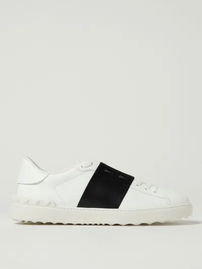 Valentino Garavani Open Leather Sneakers With Contrast Band And Stud Details Shoes In White