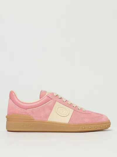 Valentino Round Toe Suede Sneakers With Stud Detail