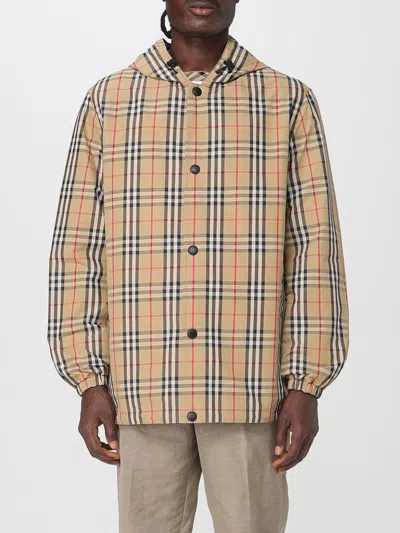 Burberry Man Coat Sand Size L Polyamide In Brown
